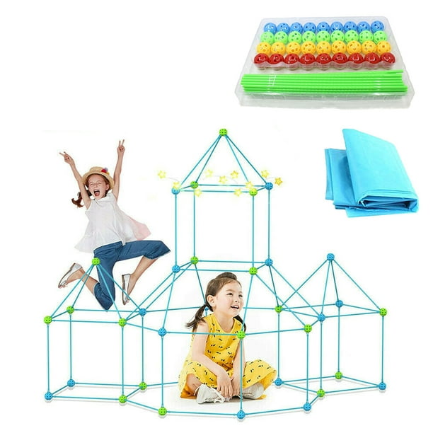 Details about   Big Kids Construction Fort Building Castle Kit 87 Pieces Indoor Outdoor Gift Toy